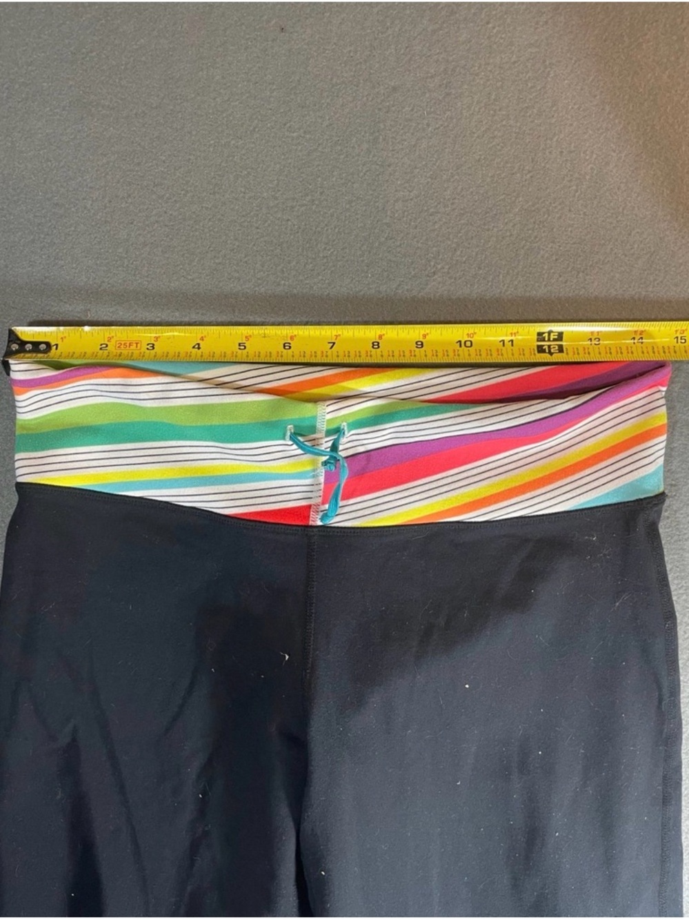 lululemon athletica Black Capri Leggings with Multicolor Striped Waist - Picture 6 of 6